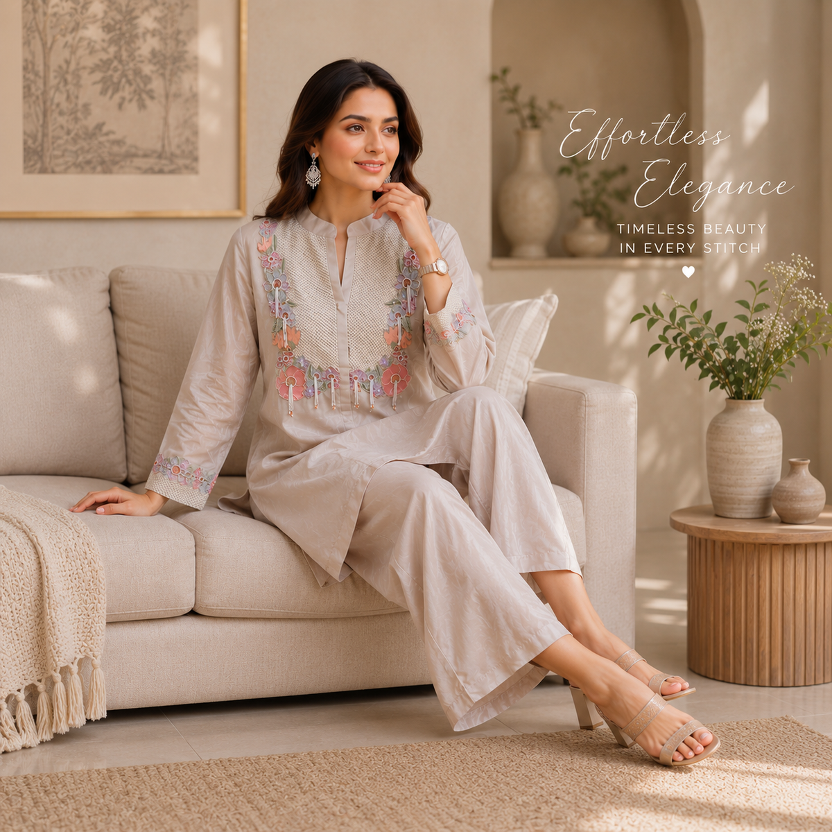Elegant Handwork Chinnon Co-ord Set