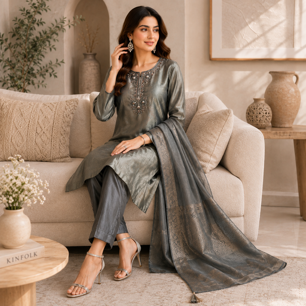 Handwork Tissue kurti set