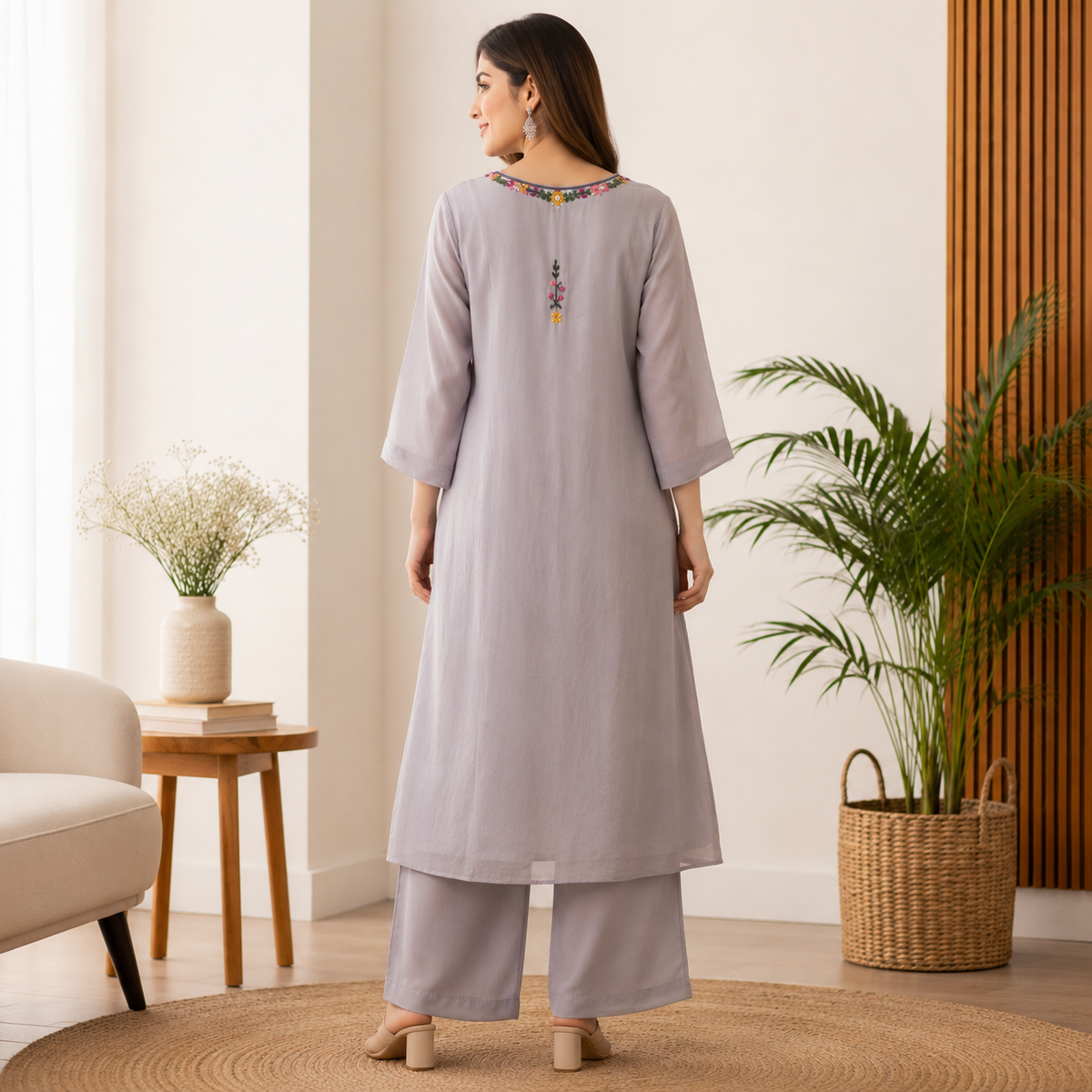 Floral Embroidered premium cotton kurti