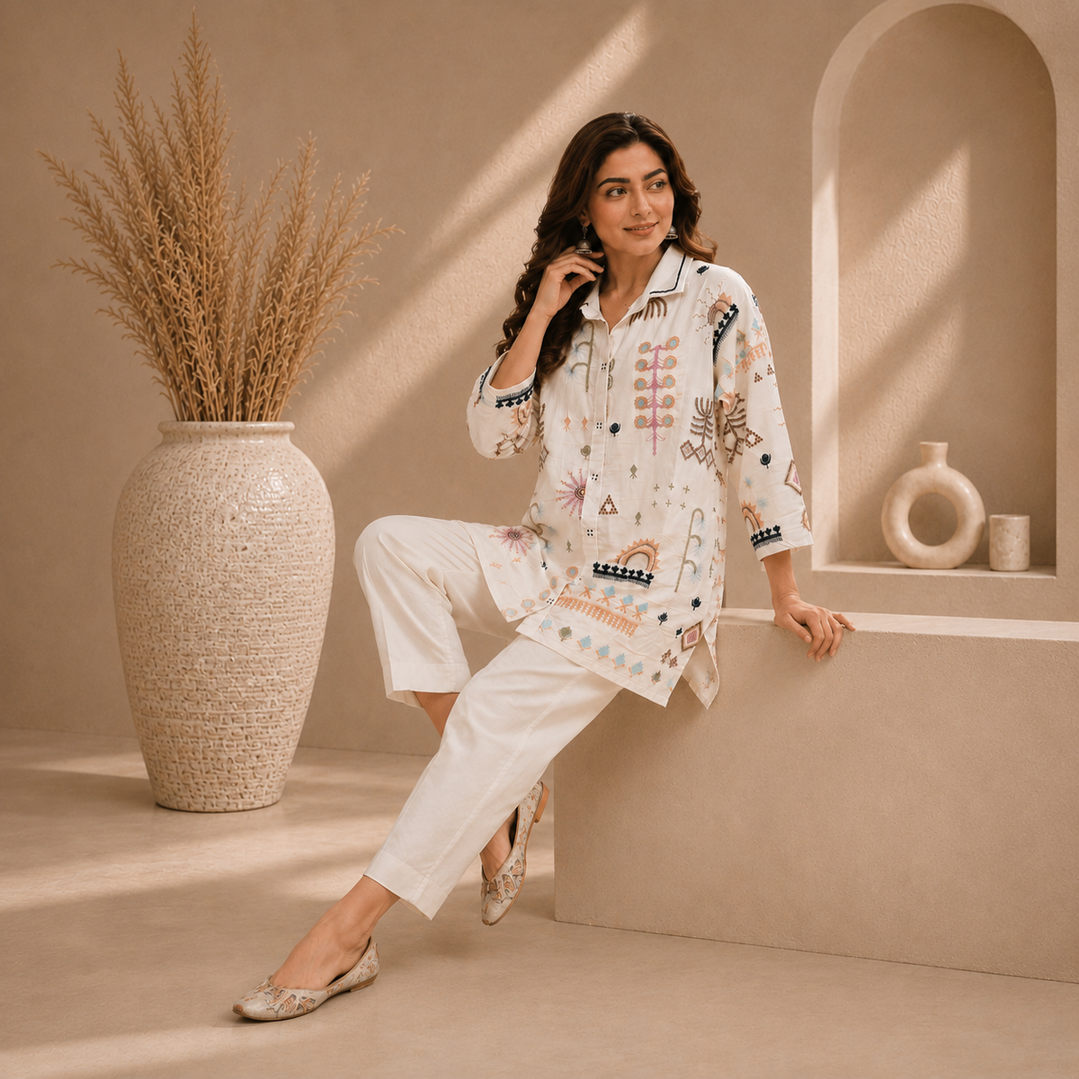 Premium Cotton Embroidered Co-Ord Set