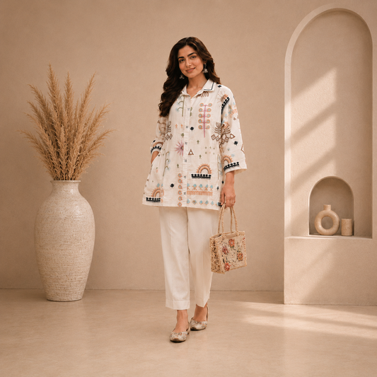 Premium Cotton Embroidered Co-Ord Set