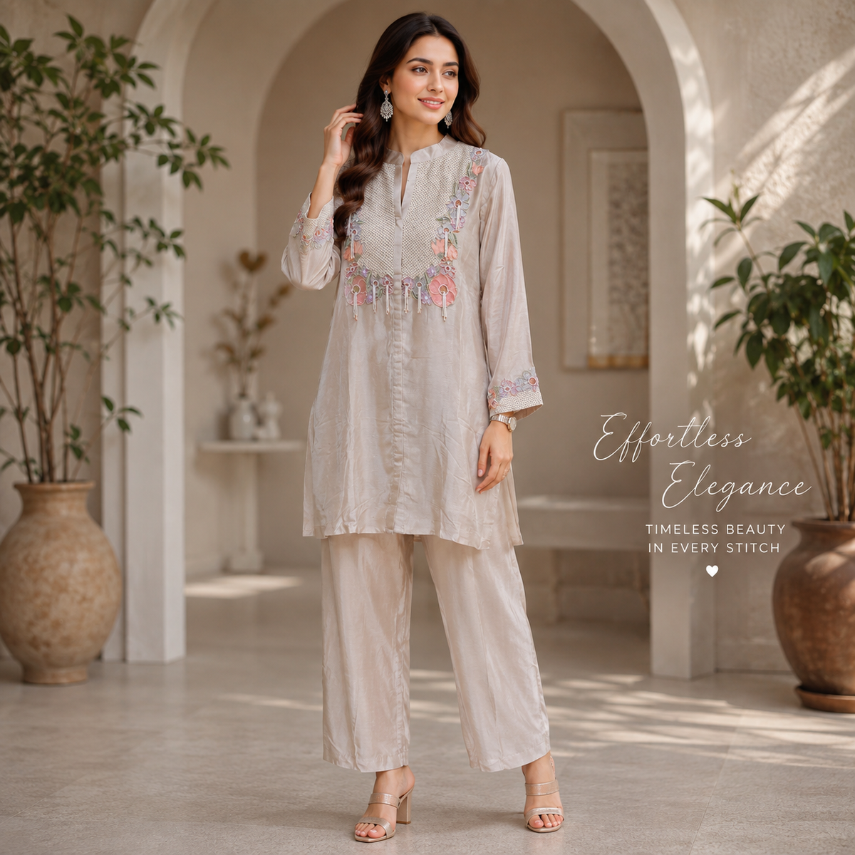 Elegant Handwork Chinnon Co-ord Set