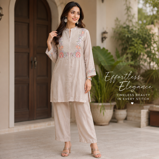 Elegant Handwork Chinnon Co-ord Set