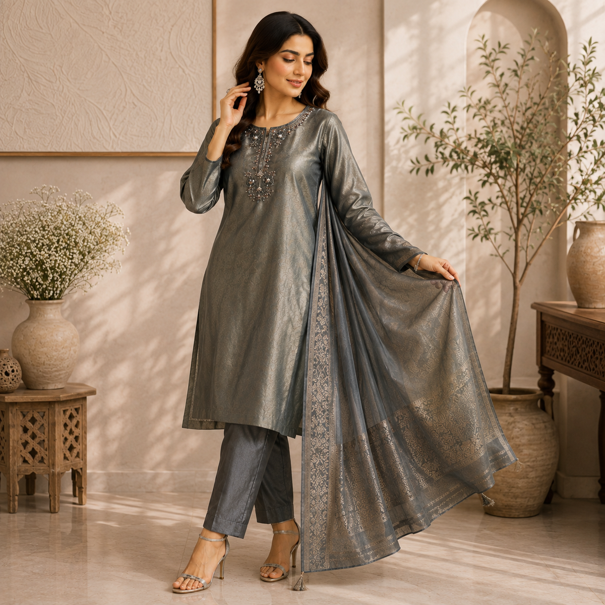 Handwork Tissue kurti set