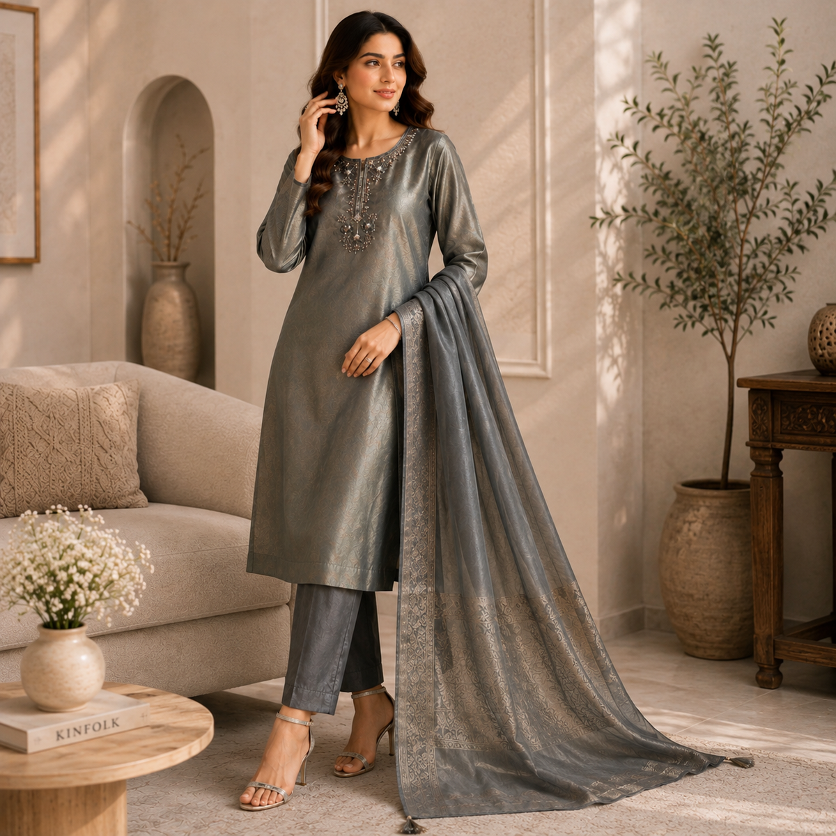 Handwork Tissue kurti set
